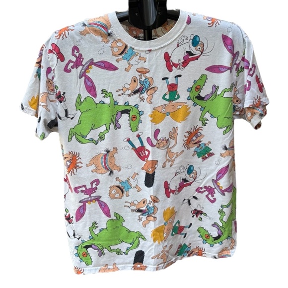 Nickelodeon Nicktoons 90's Cartoons All Over Print T-Shirt Size Unisex Small - Picture 1 of 5